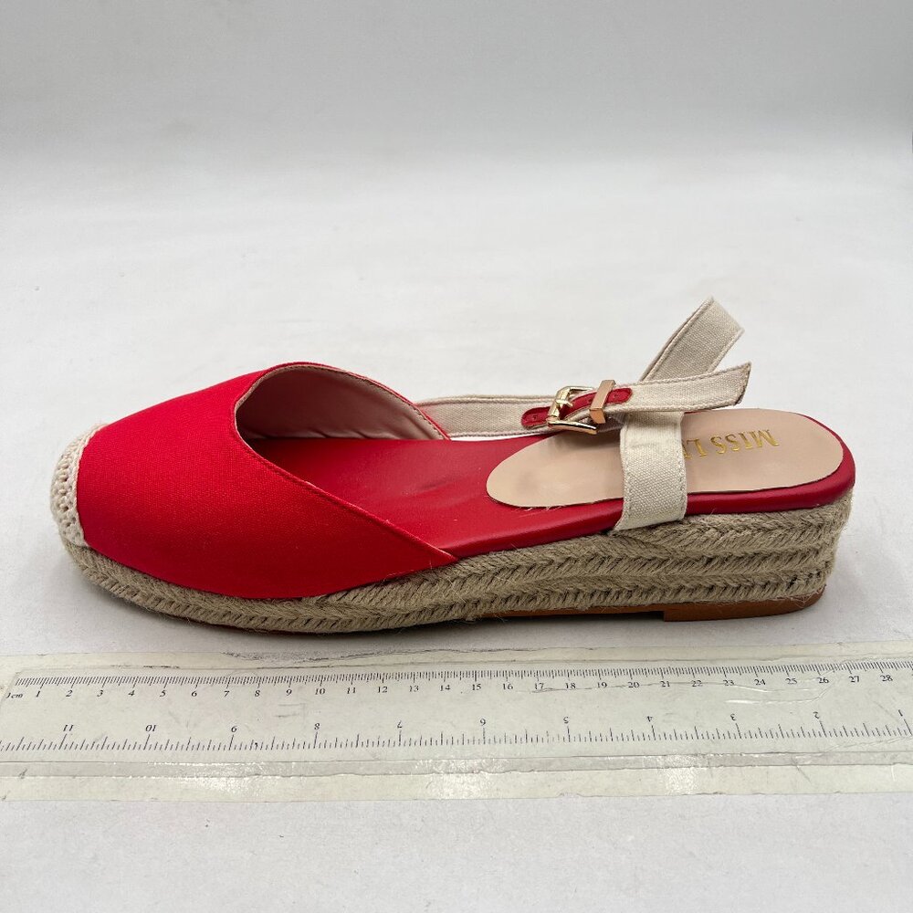 Miss Left Red Platform Rounded Toe Espadrille San… - image 2